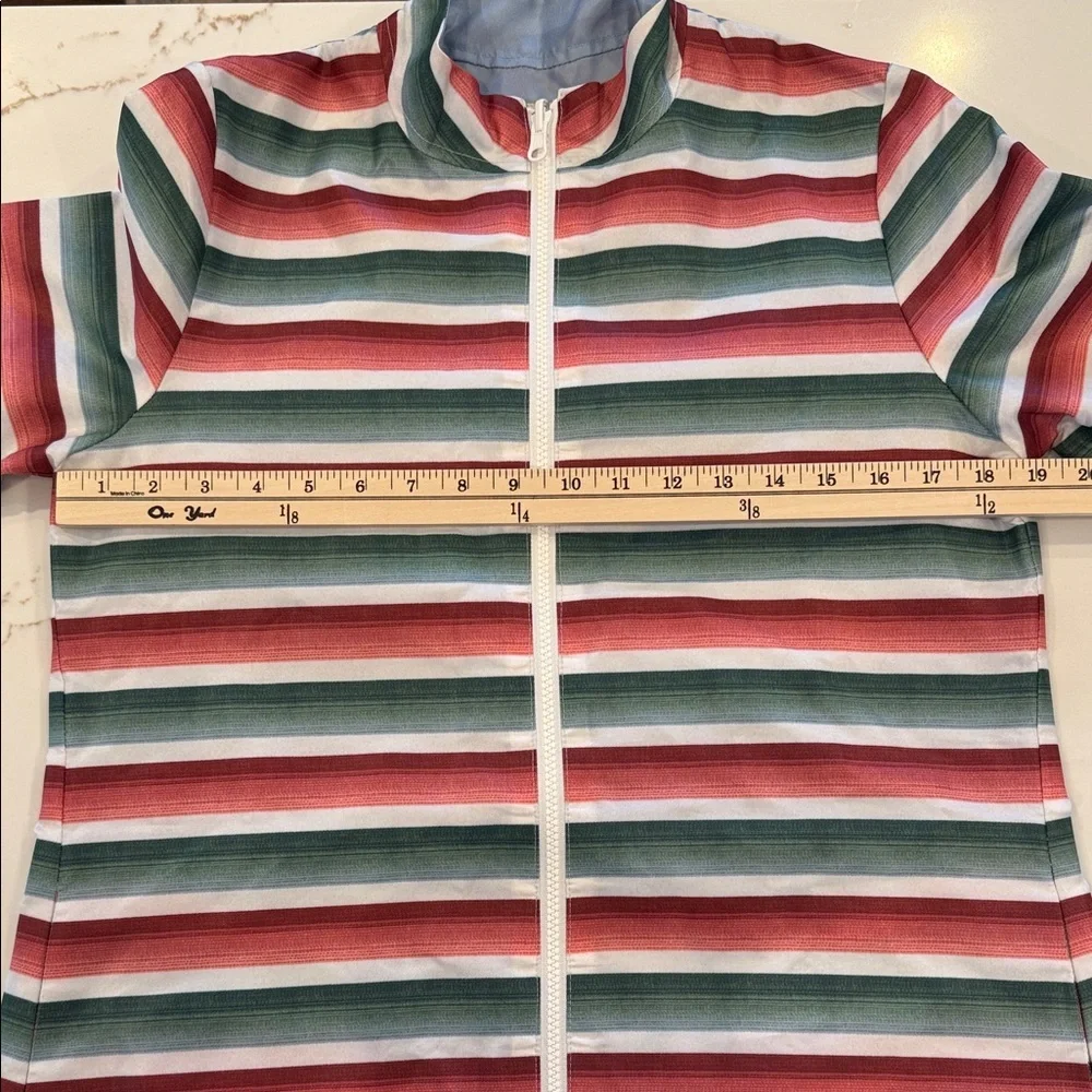 Byrdie Golf Social Wear Reversible Long Striped/Blue Jacket Small - Picture 3 of 7